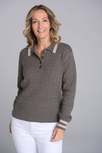 Load image into Gallery viewer, GC Cable knit Polo Squirrel Cobweb Sweater