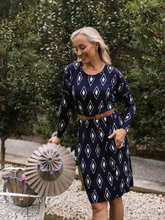 Load image into Gallery viewer, Turner Navy/White Diamond LS Dress SIZE XS/S ONLY