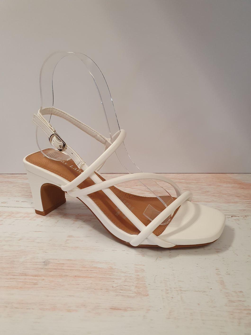 Krystal White Strappy Heel