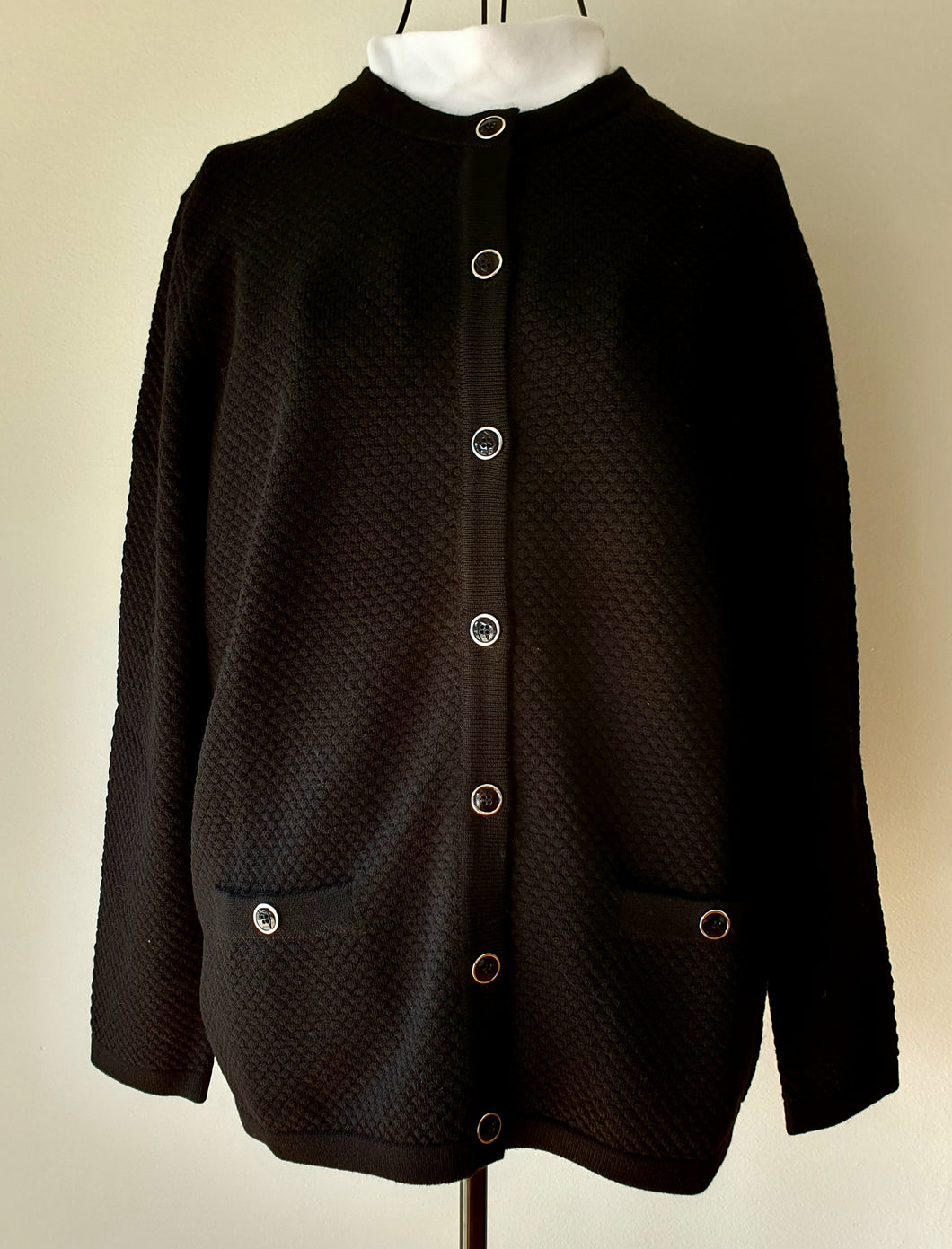 3WL426 Bubble Stitched Cardigan Black