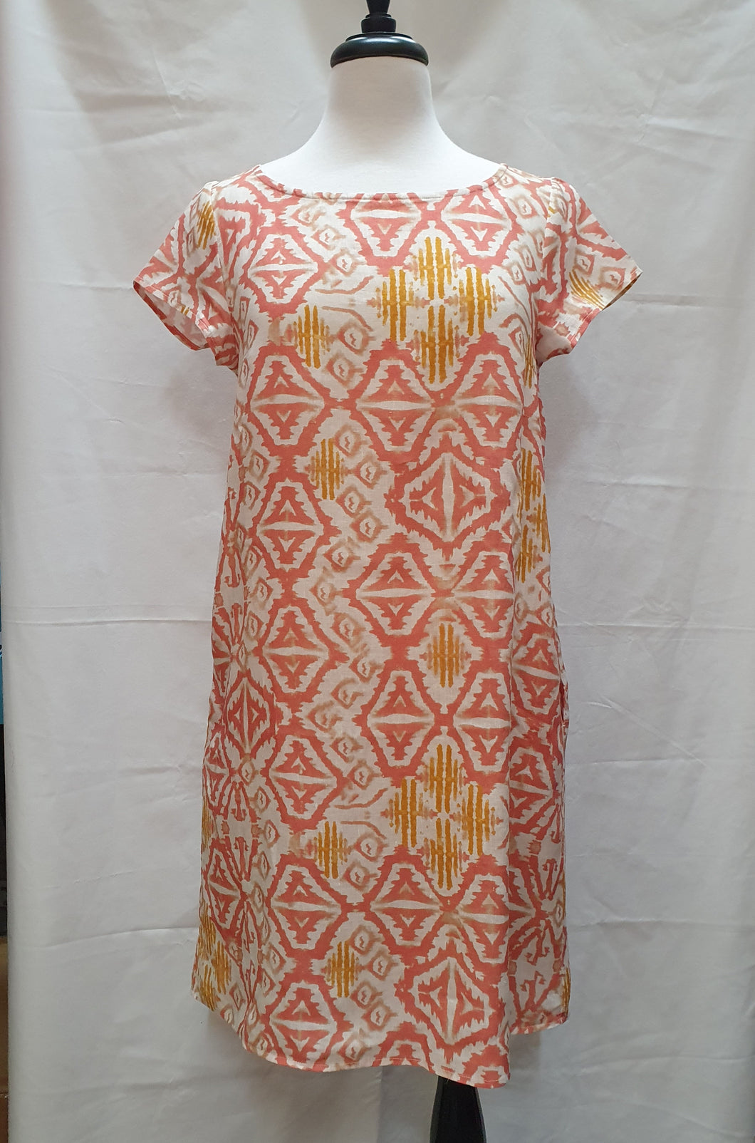 GA237 Linen Dress Ikat