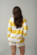 Load image into Gallery viewer, CPS1841 V-Neck Stripe Sweater Daffodil/White
