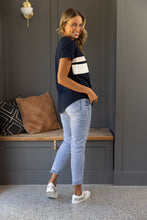 Load image into Gallery viewer, Hallie Navy Tee Pink &amp; White Striped
