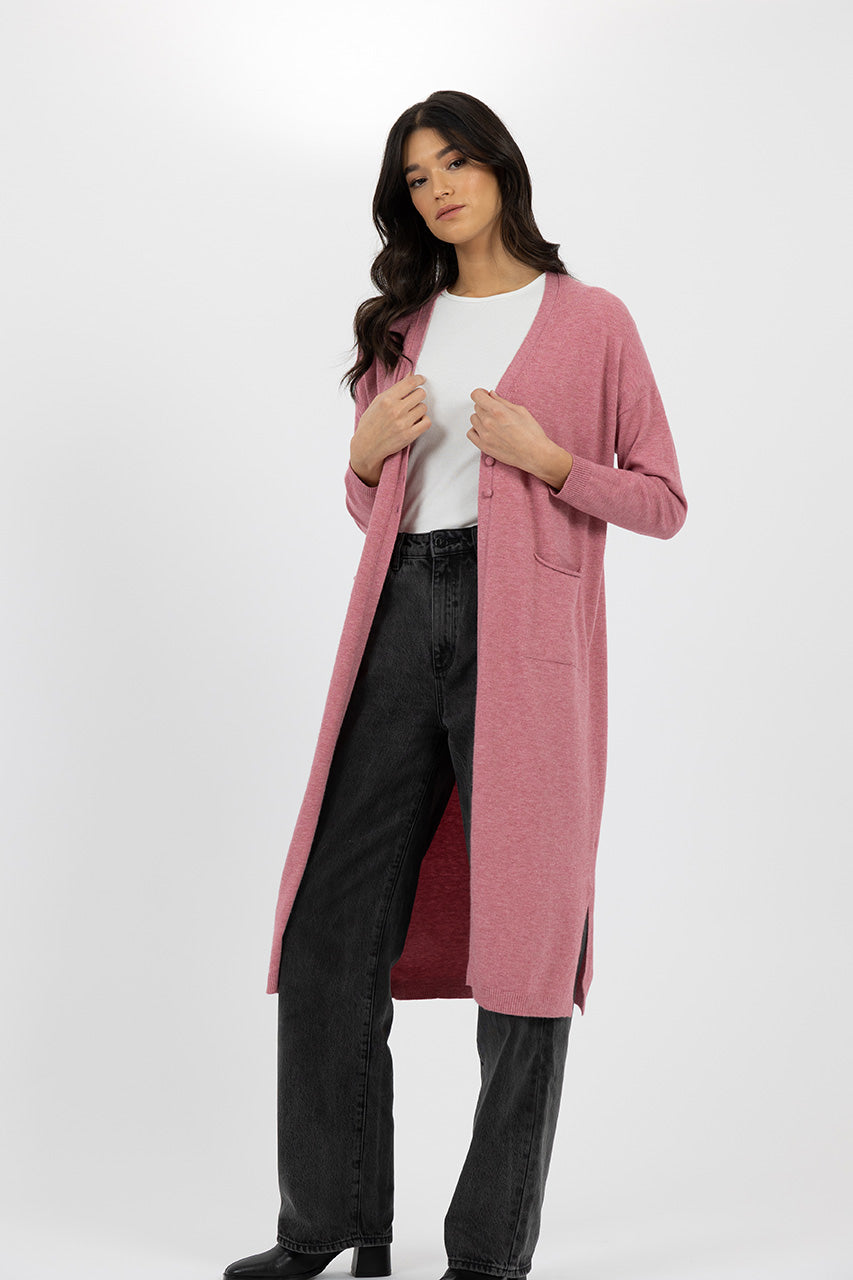 HW24211 Celia Long Raspberry Cardigan