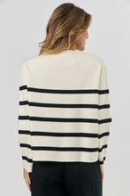 Load image into Gallery viewer, W005 Ecru Knit Jumper Cream with Black Stripes
