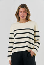 Load image into Gallery viewer, W005 Ecru Knit Jumper Cream with Black Stripes
