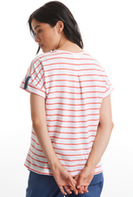 Load image into Gallery viewer, YTMS47418 Boxy Stripe Papaya Tee Size 8 Extra Small ONLY
