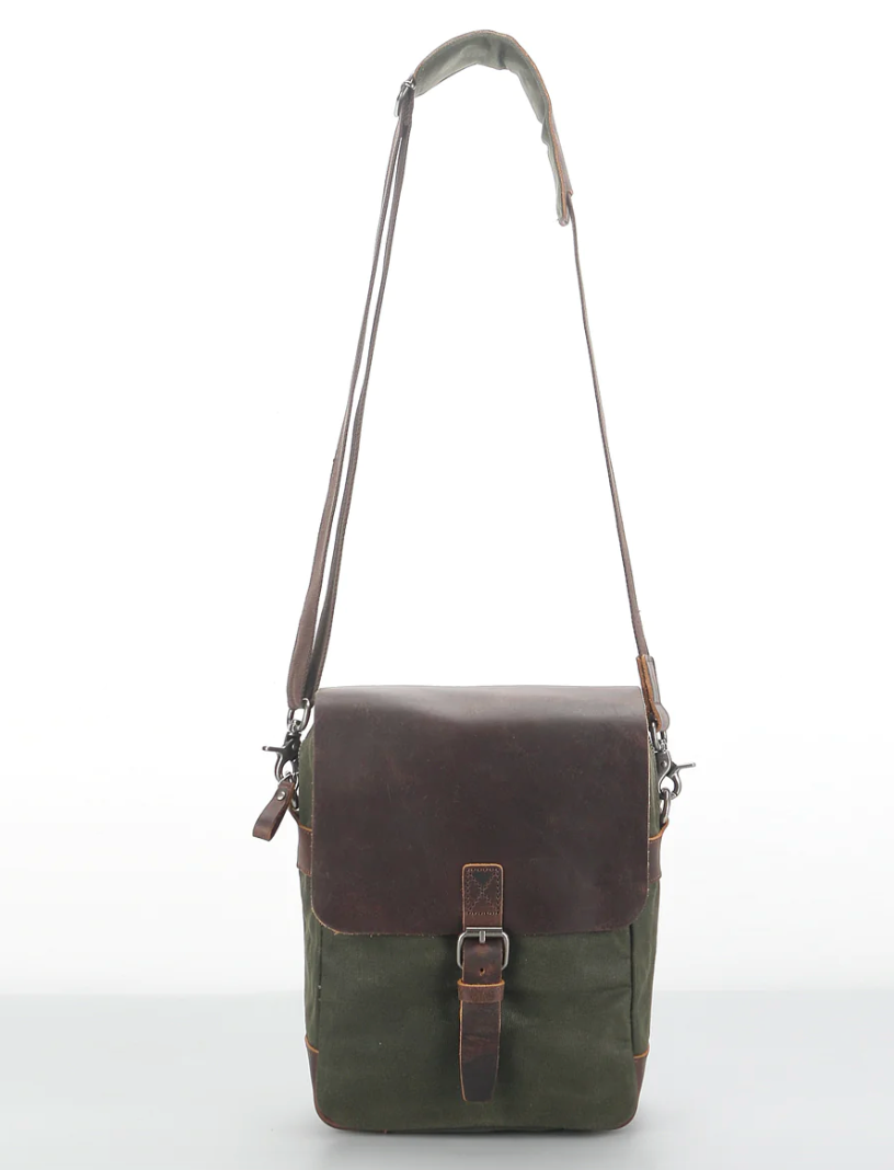 Rome Canvas Messenger Bag - Army Green