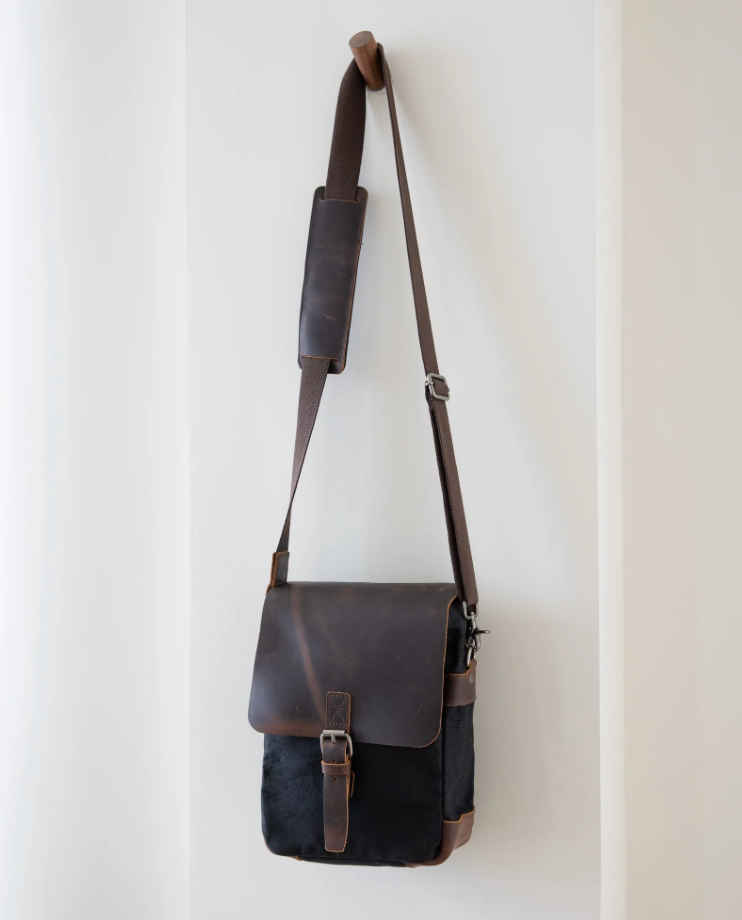 Rome Canvas Messenger Bag - Charcoal