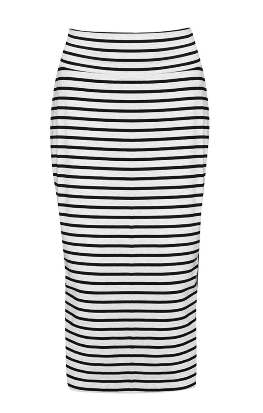 Whitney Maxi Tube Skirt - Grey Marle/Black Stripes