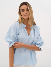 Load image into Gallery viewer, HS23113 Splice Sky Blue Blouse SIZE M-L ONLY
