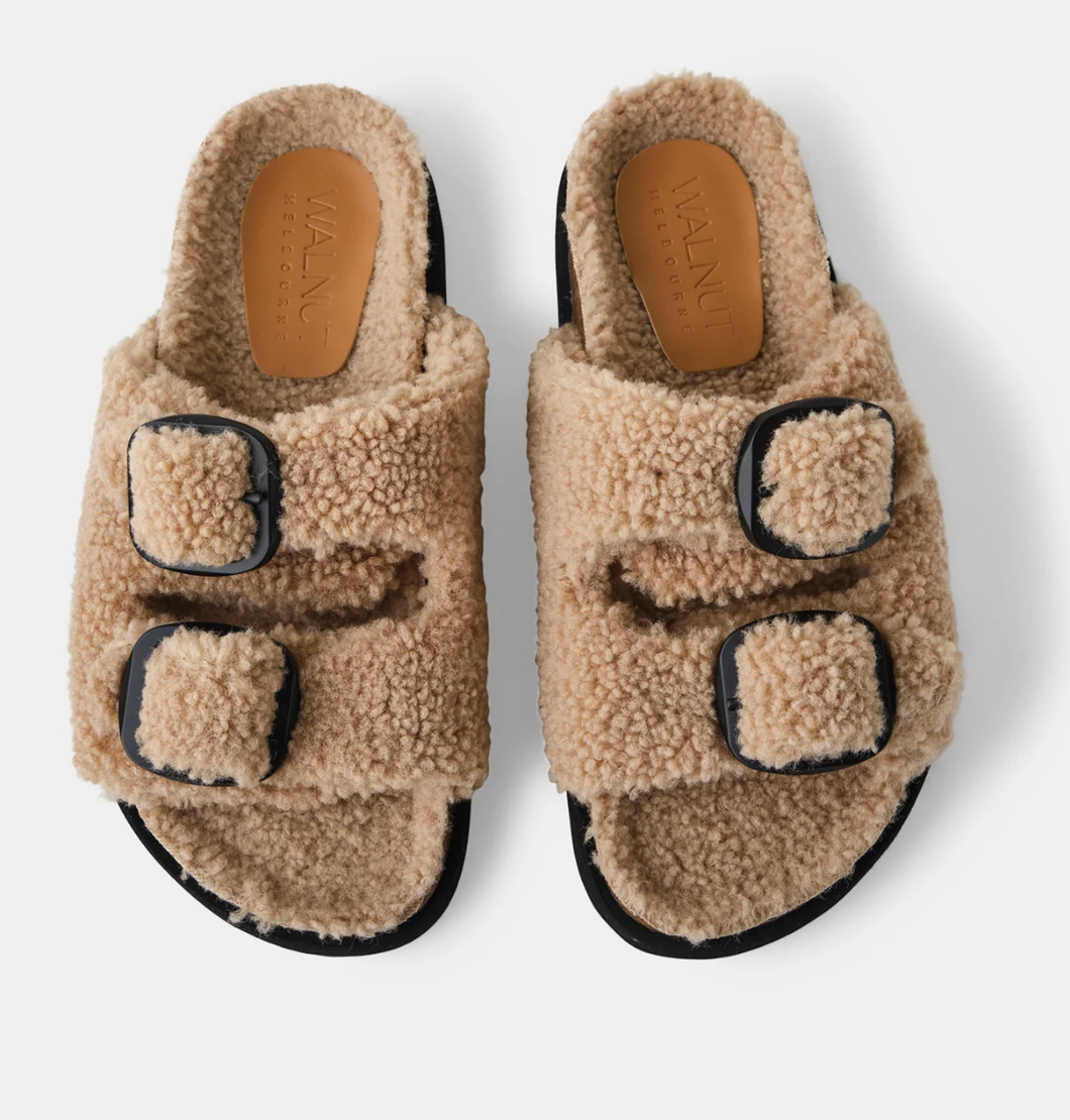 Molly Beige Faux Wool Slide