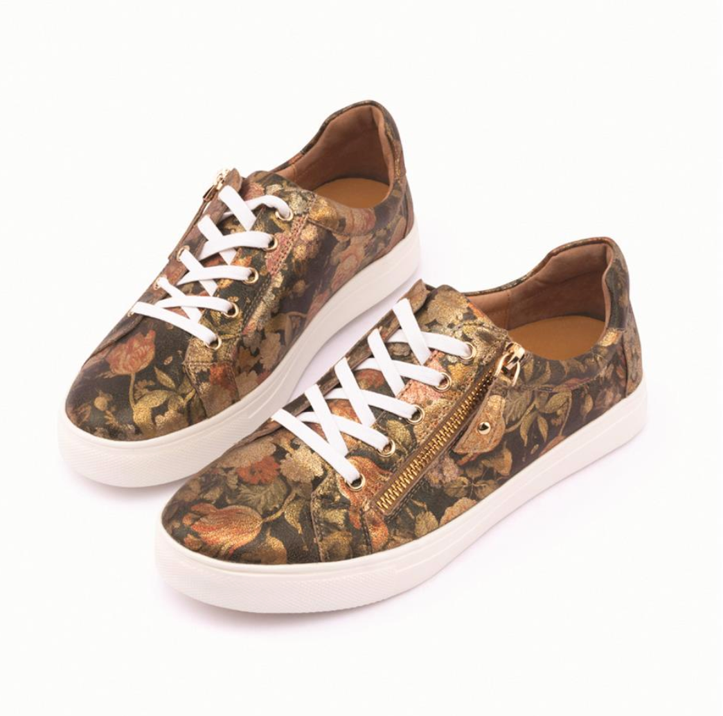 Cara Bronze Floral Sneaker