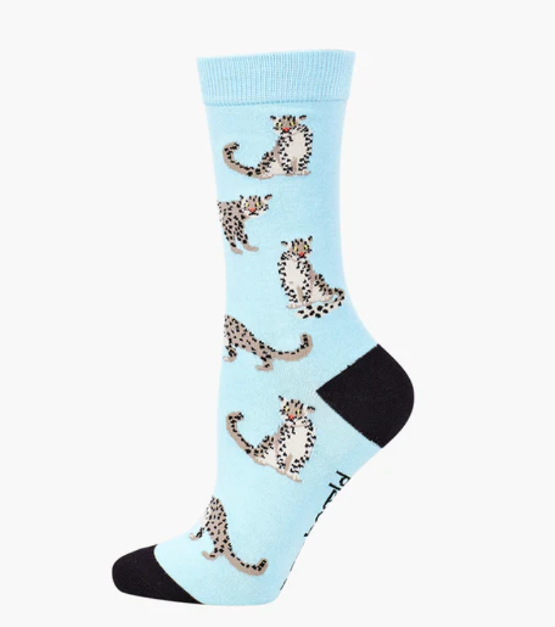 Bamboo Crew Sock Snow Leopard