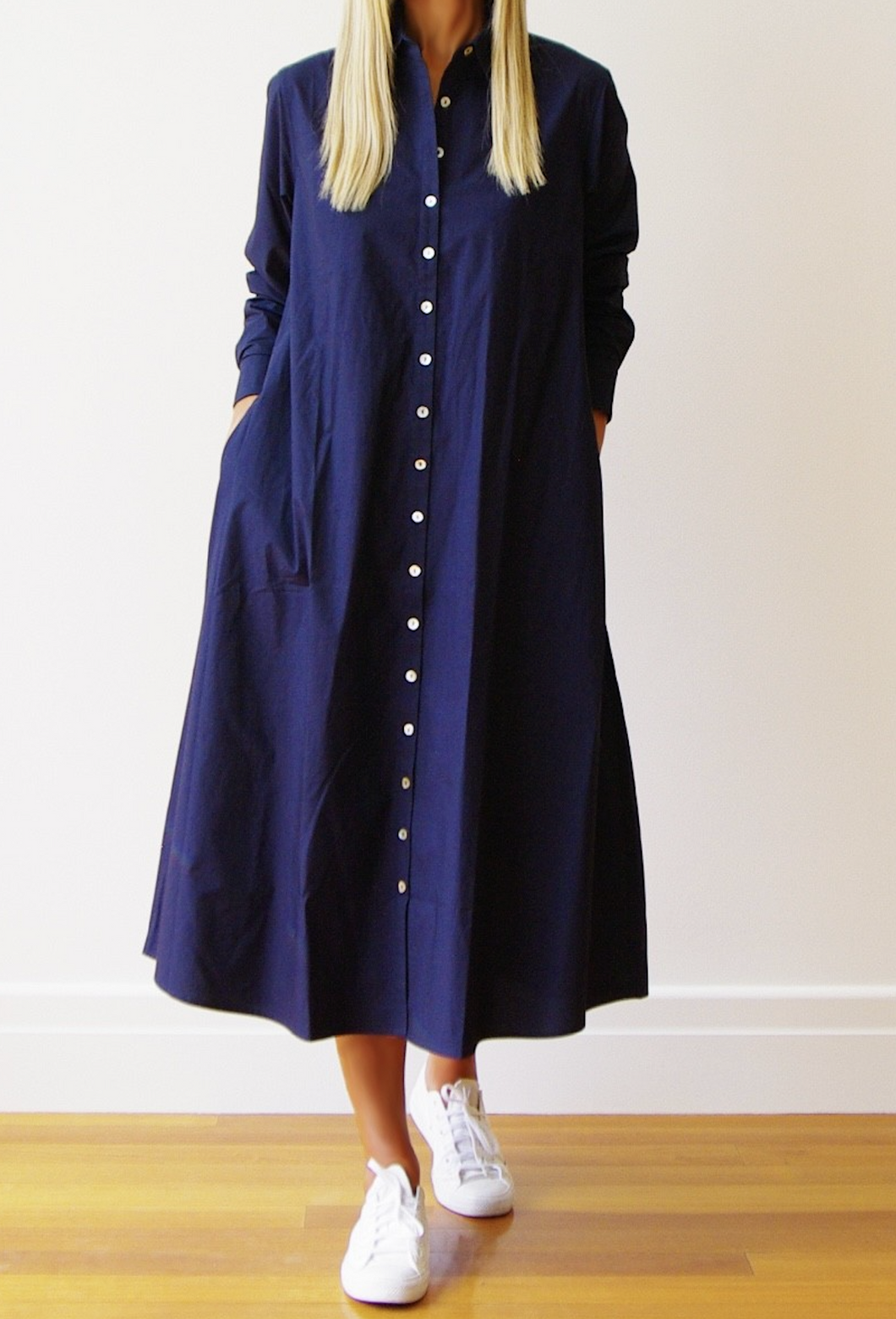 Lillie Dress Navy Poplin