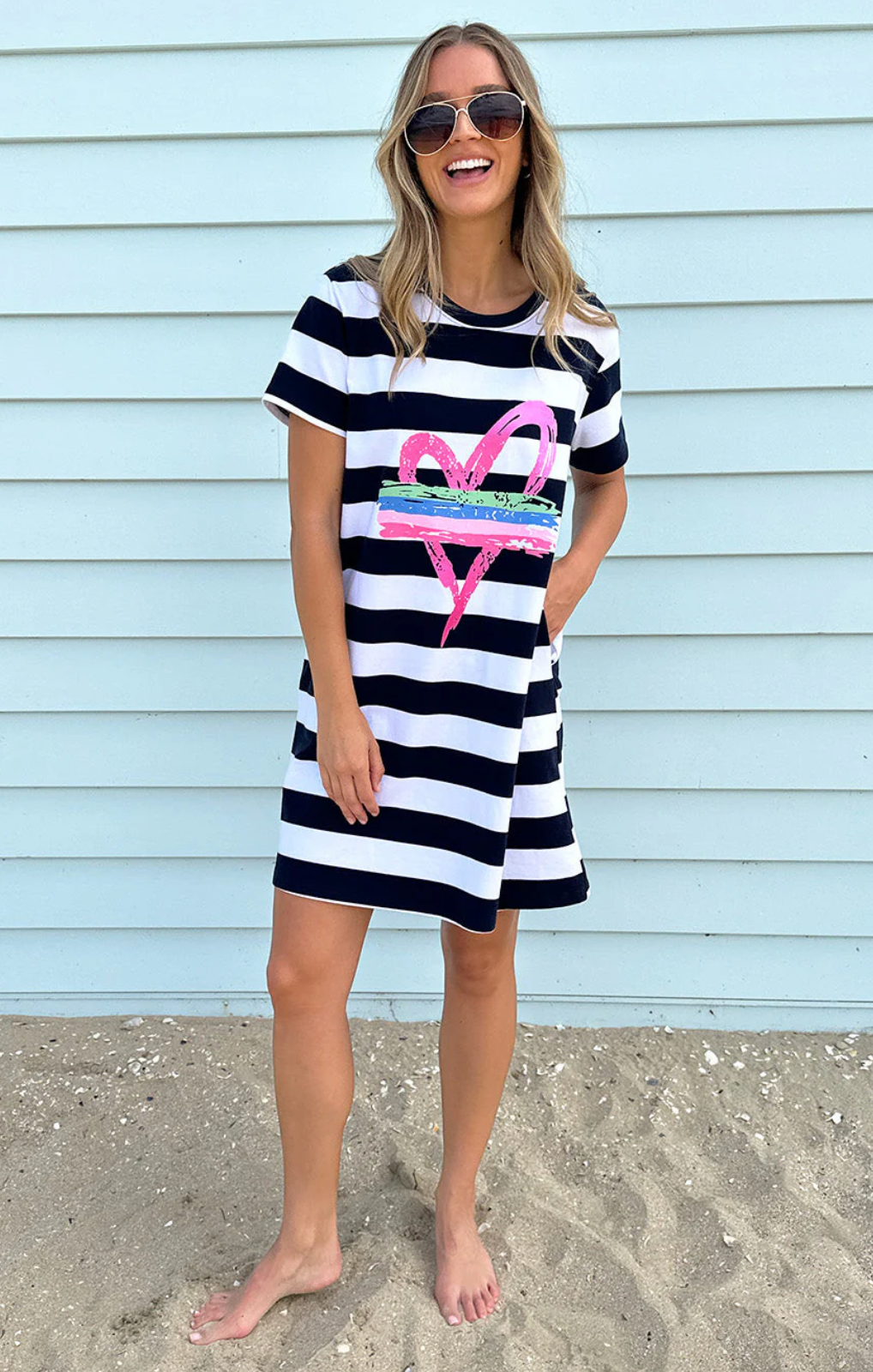 45939 Pink Heart Stripe Dress