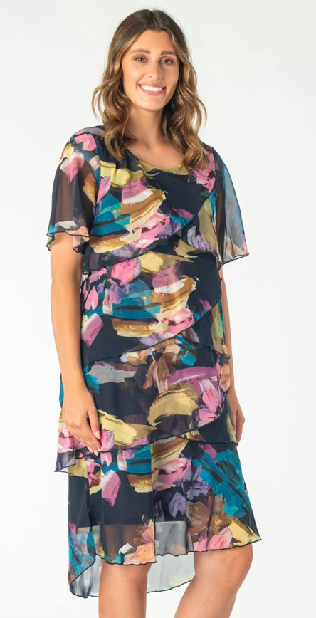 V2735A.33 Abstract Layered Dress