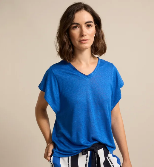 YTMS57462 Linen Jersey Tee Sea Blue