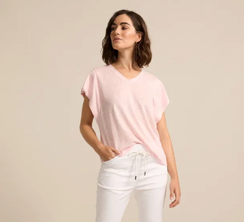 YTMS57462 Linen Jersey Tee Pink Salt