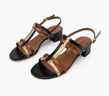 Load image into Gallery viewer, Rima Gold Black Sandal
