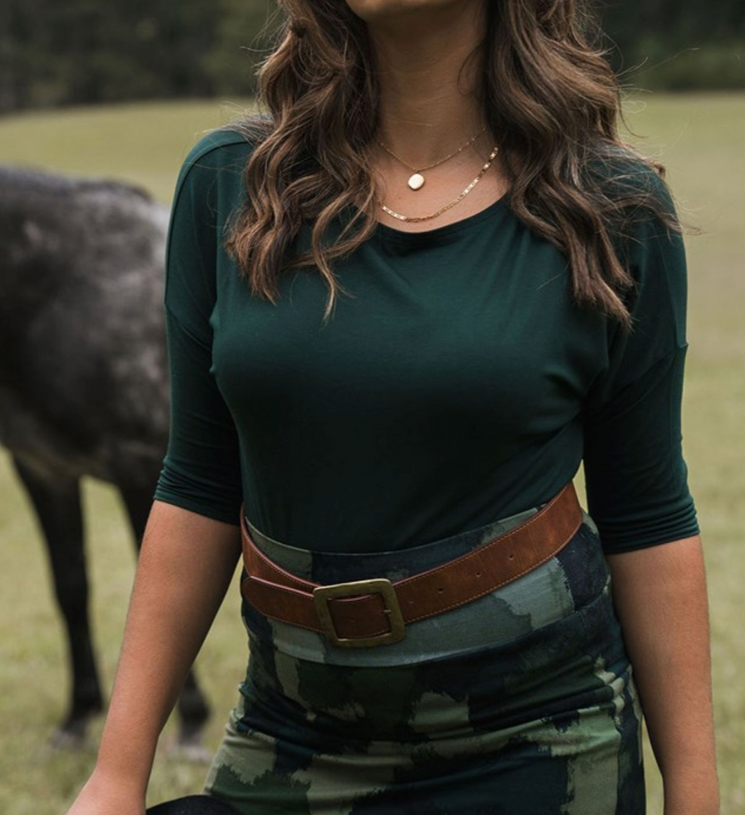 Camila Bamboo Top Dark Green