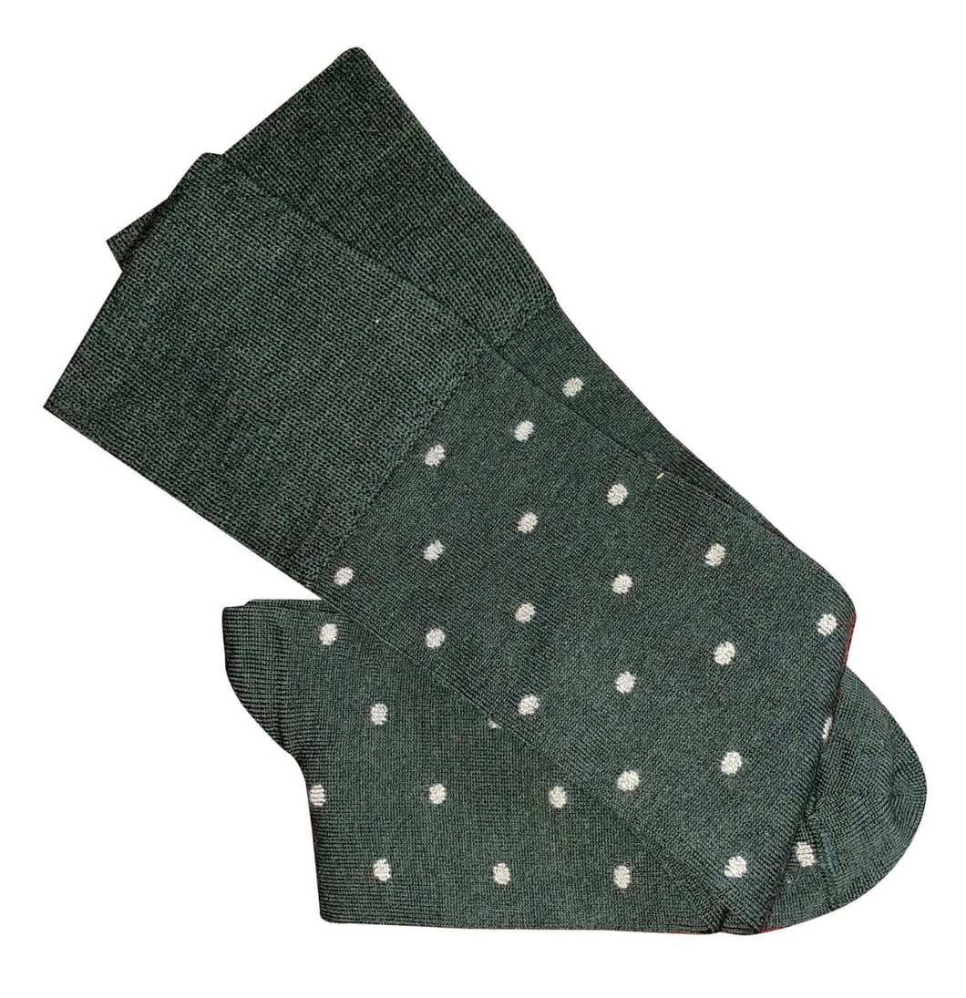 Dotty Khaki Green Merino Socks