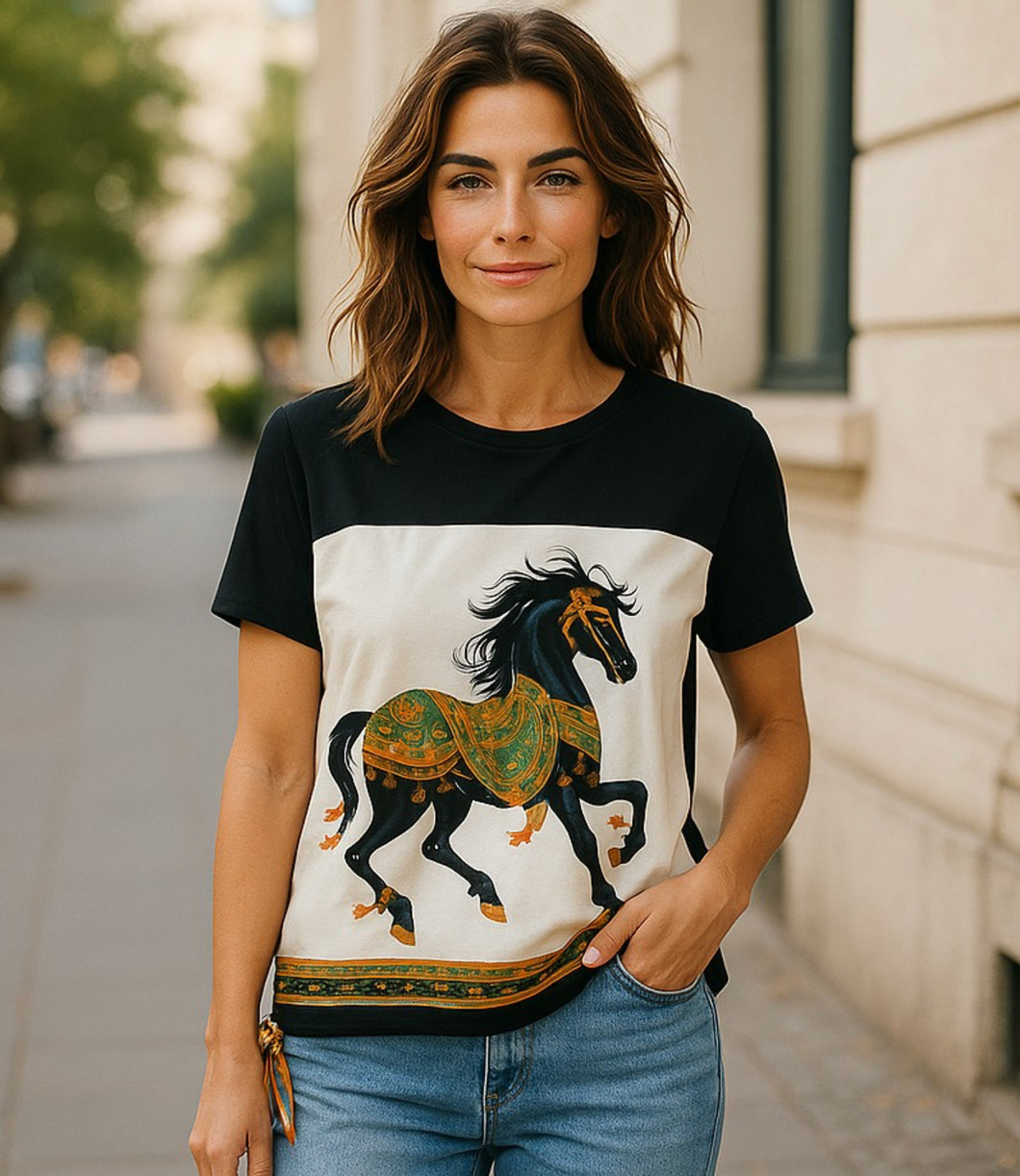 Herme Wild Horse Scarf T-shirt