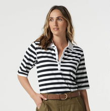 Load image into Gallery viewer, GC3307 White &amp; Navy 1/2 Sleeve Polo Tee
