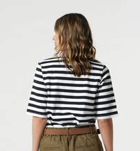 Load image into Gallery viewer, GC3307 White &amp; Navy 1/2 Sleeve Polo Tee
