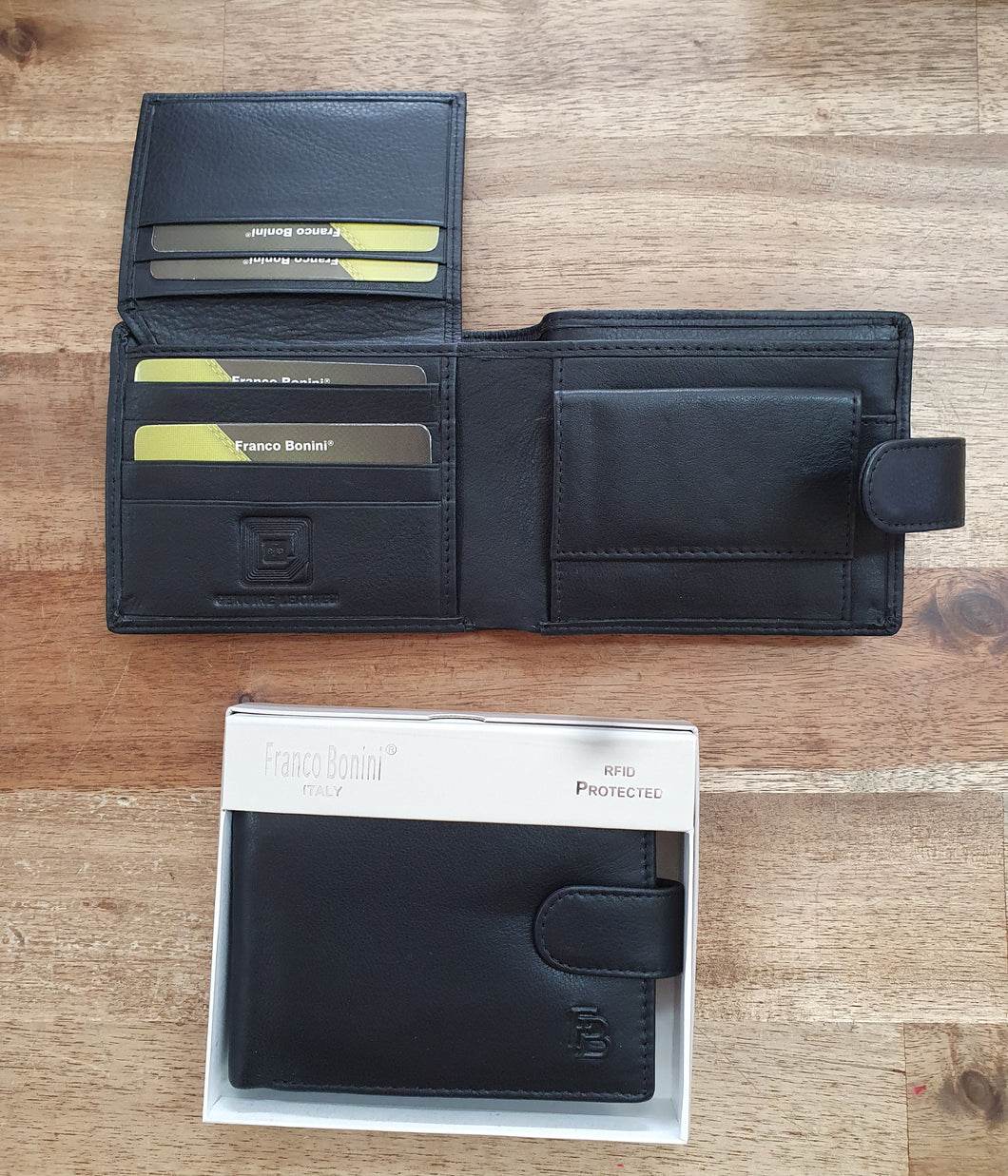 1666 Black Leather Wallet RFID Protected
