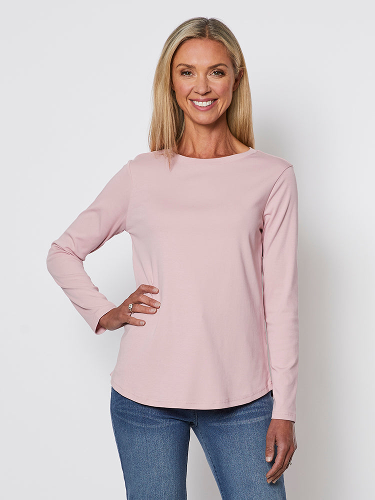 40176 Long Sleeve Crew Neck Tee Blush SIZE 18 ONLY